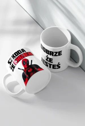 Śmieszny kubek - Dobrze że Jesteś - Szkoda że Chujem - Deadpool - idealny dla fanów Deadpoola i Marvela