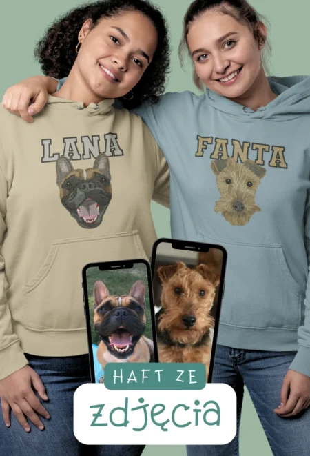 Personalizowana Bluza Haftowana - ze Zdjęcia Twojego Zwierzaka - DUŻE IMIĘ