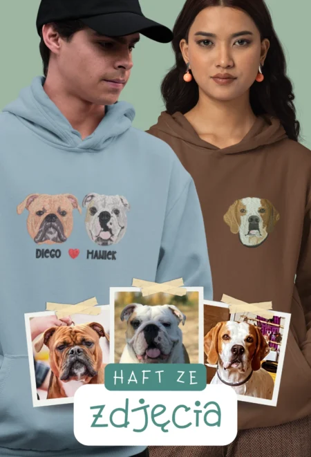 Personalizowana Bluza Haftowana - ze Zdjęcia Twojego Zwierzaka/ów - GŁOWA