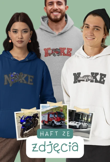 Personalizowana Bluza Haftowana - Samochód z Twojego Zdjęcia + NKE