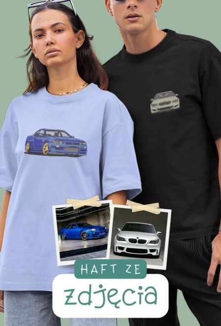 Personalizowana Koszulka Haftowana - Samochód z Twojego Zdjęcia