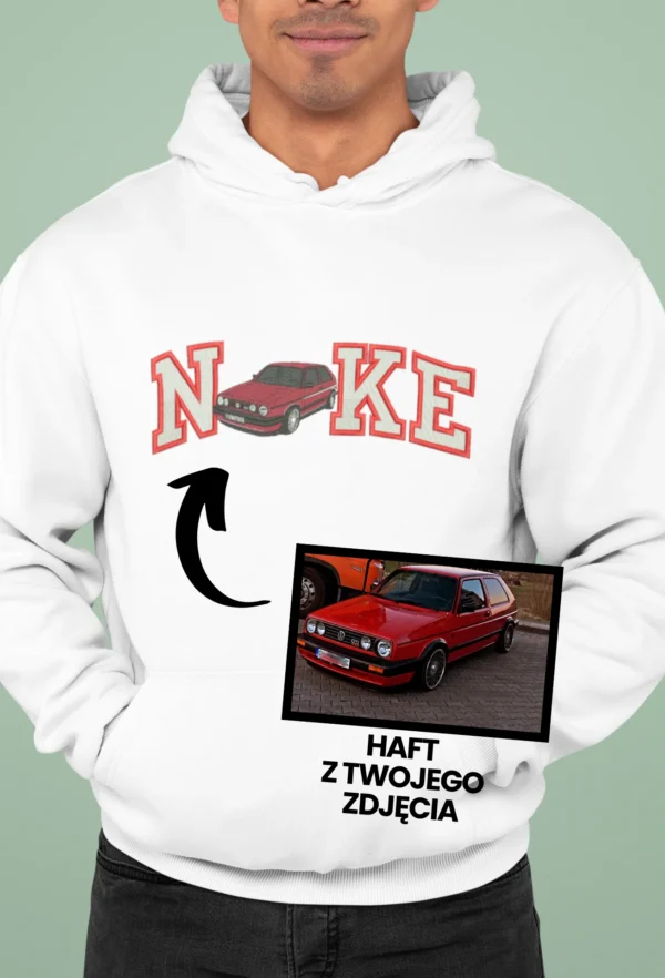Personalizowana Bluza Haftowana - Samochód z Twojego Zdjęcia + NKE
