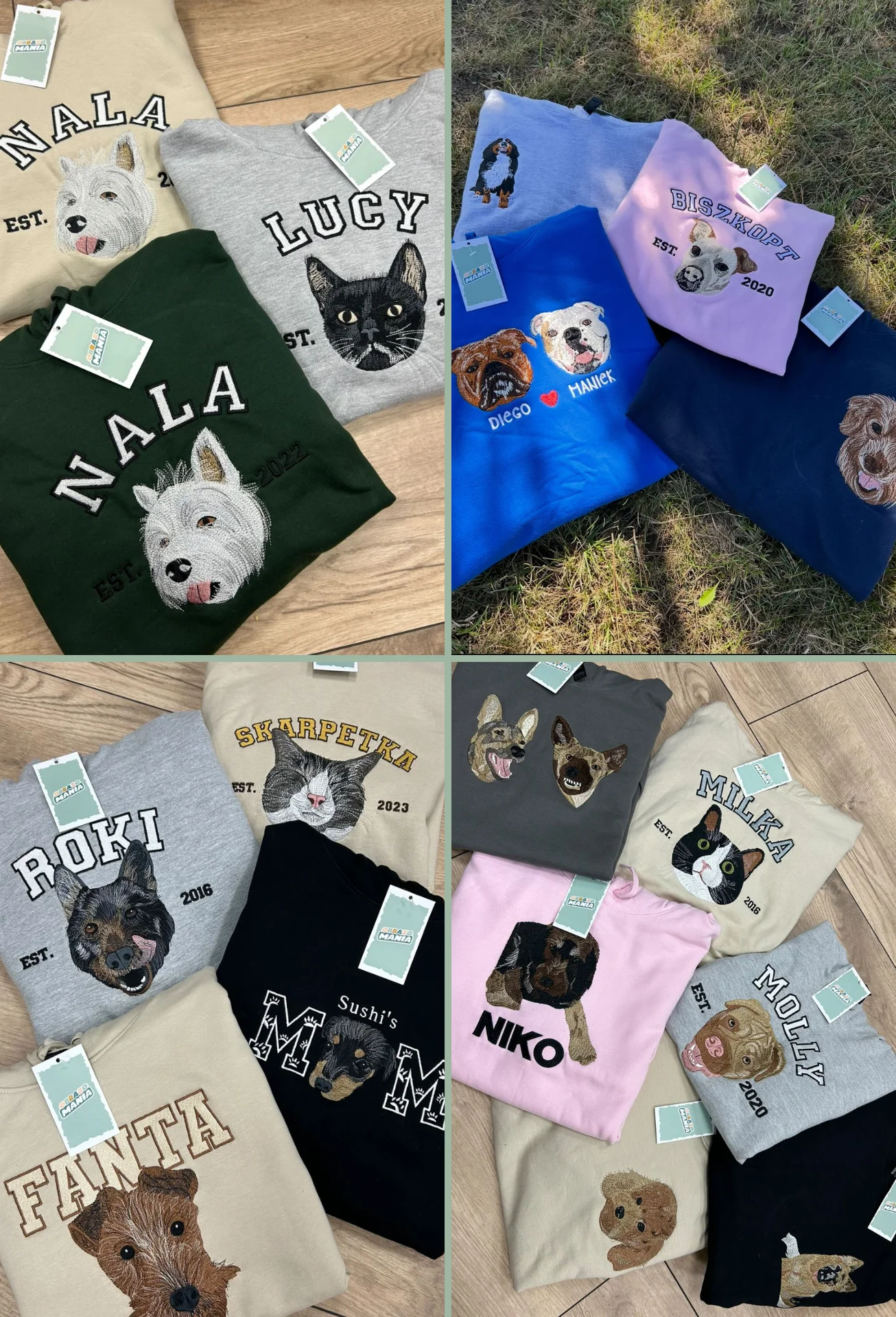 Personalizowana Bluza Haftowana - ze Zdjęcia Twojego Zwierzaka - Imię i Data