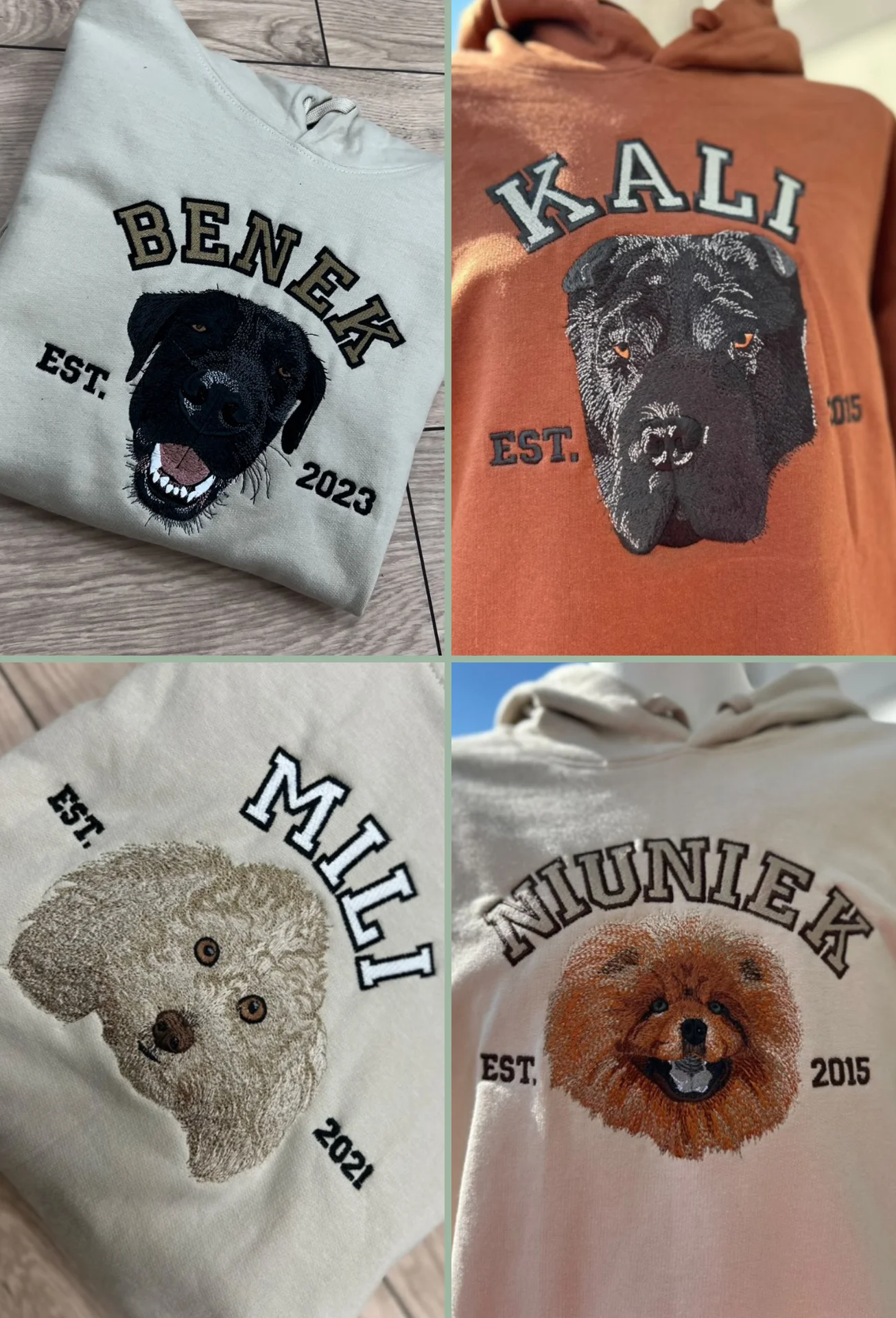 Personalizowana Bluza Haftowana - ze Zdjęcia Twojego Zwierzaka - Imię i Data