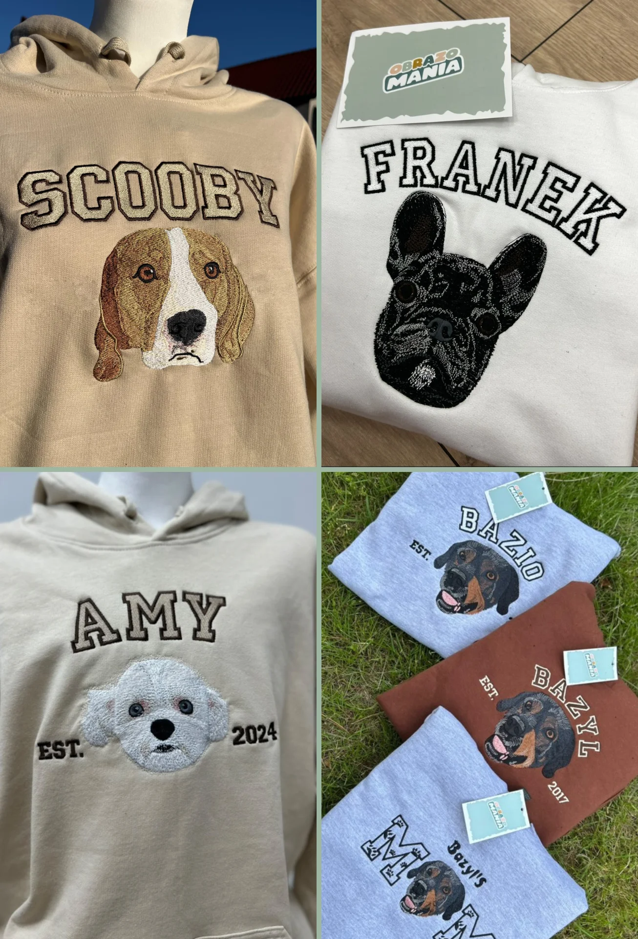 Personalizowana Bluza Haftowana - ze Zdjęcia Twojego Zwierzaka - Imię i Data