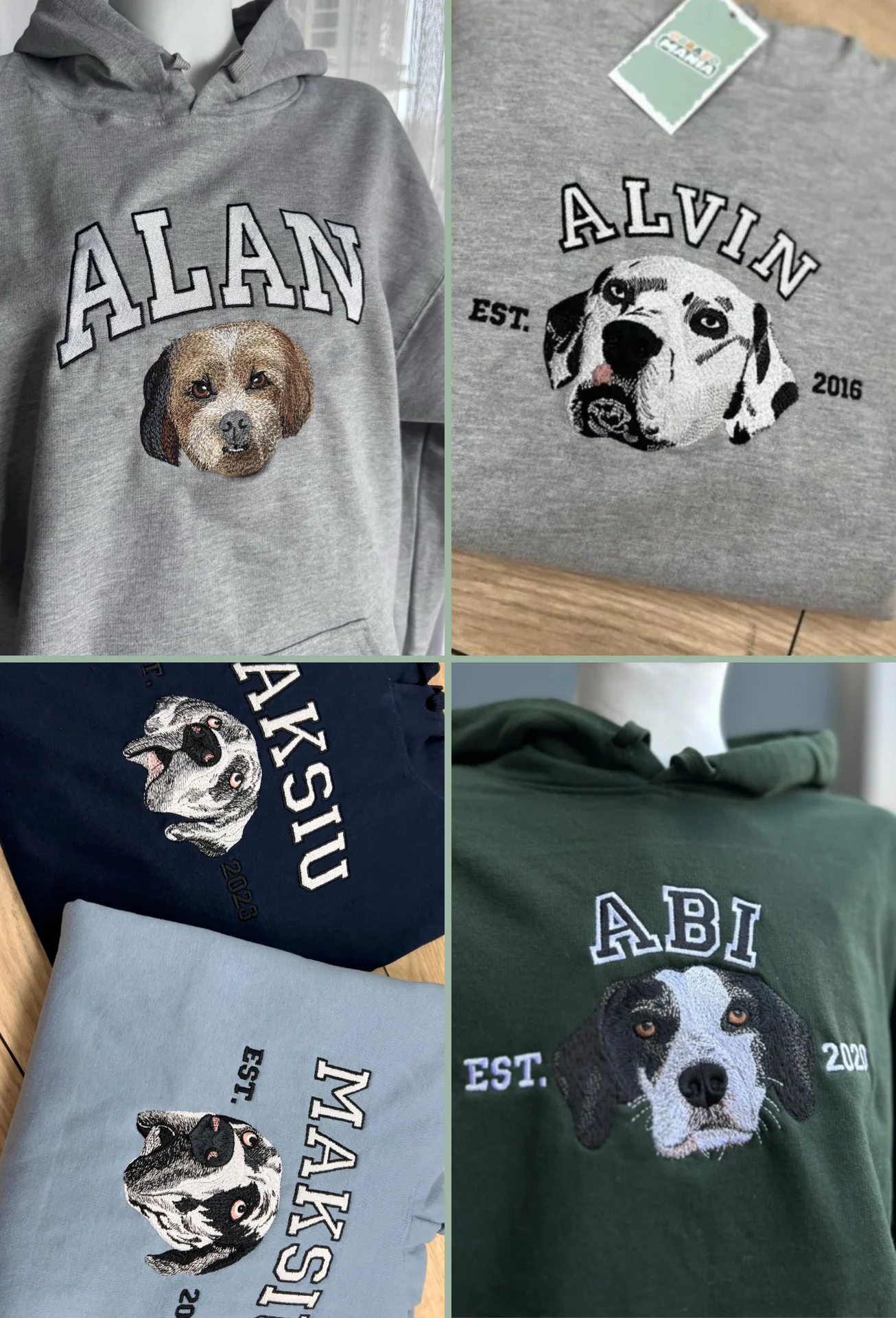 Personalizowana Bluza Haftowana - ze Zdjęcia Twojego Zwierzaka - Imię i Data