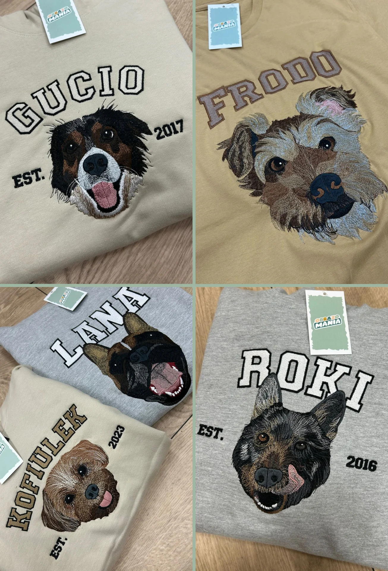 Personalizowana Bluza Haftowana - ze Zdjęcia Twojego Zwierzaka - Imię i Data