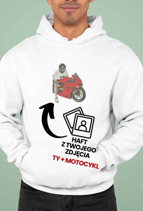 Personalizowana Bluza Haftowana - Twoje Zdjęcie z Motocyklem