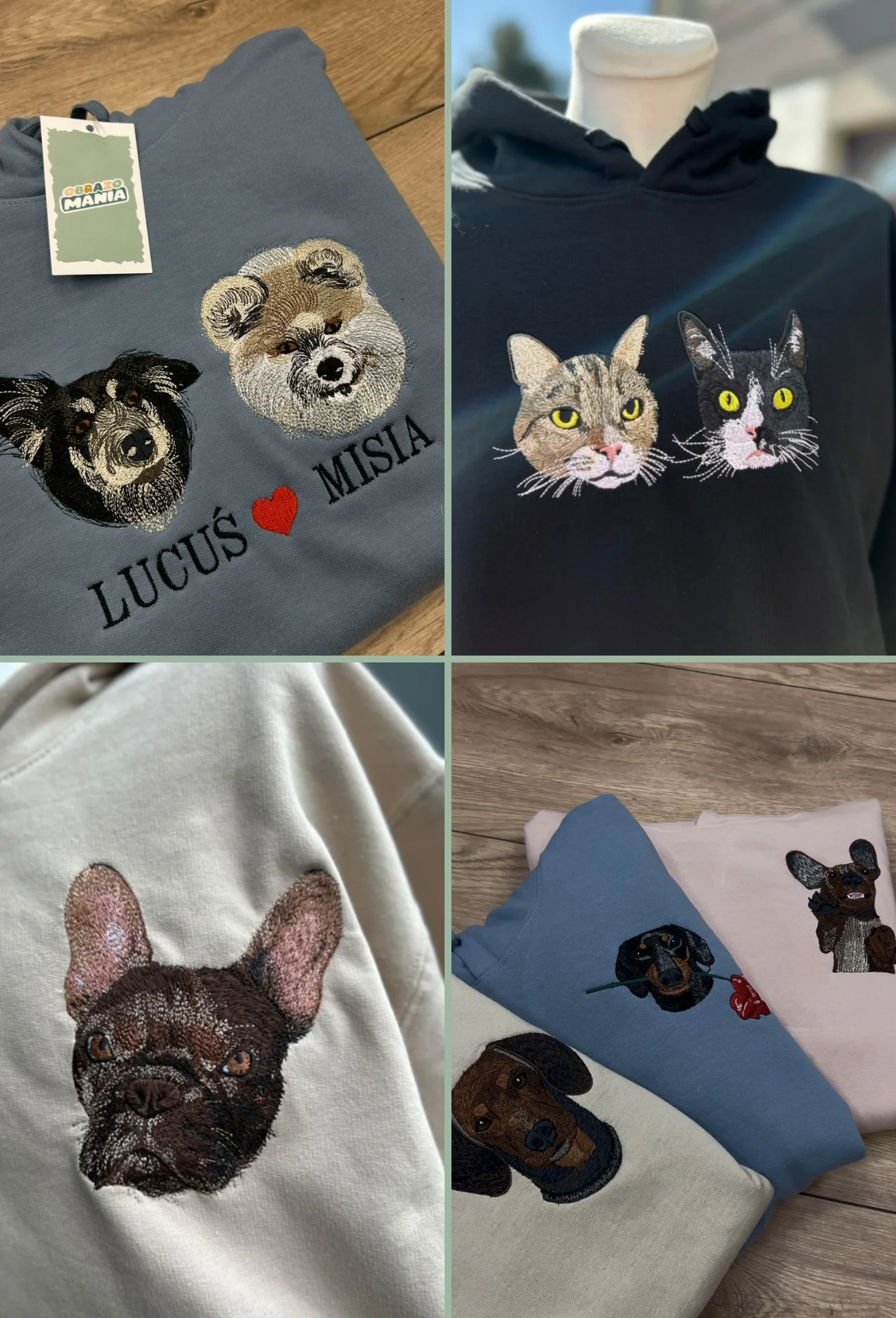 Personalizowana Koszulka Haftowana – Ze Zdjęcia Twojego Zwierzaka (Głowa)