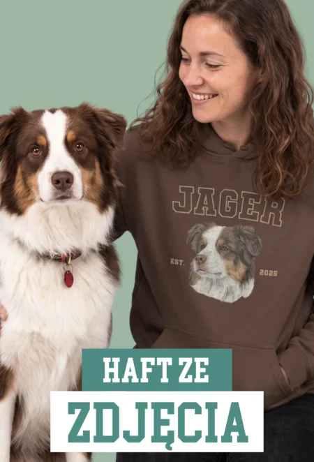 Personalizowana Bluza Haftowana - ze Zdjęcia Twojego Zwierzaka - Imię i Data