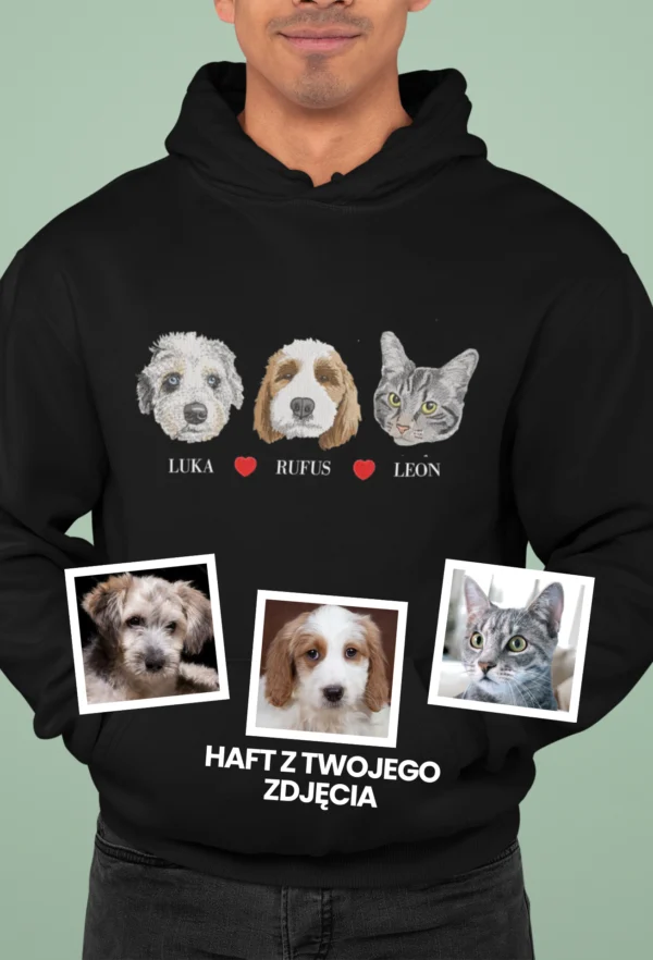 Personalizowana Bluza Haftowana - ze Zdjęcia Twojego Zwierzaka/ów - GŁOWA