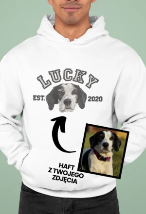Personalizowana Bluza Haftowana - ze Zdjęcia Twojego Zwierzaka - Imię i Data
