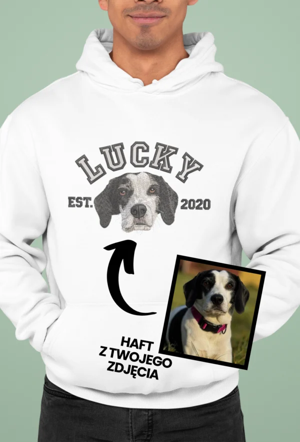 Personalizowana Bluza Haftowana - ze Zdjęcia Twojego Zwierzaka - Imię i Data