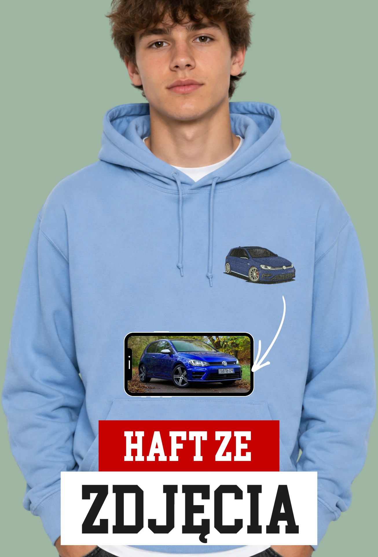 Personalizowana Bluza Haftowana - Samochód z Twojego Zdjęcia