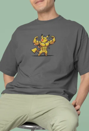 Koszulka Haftowana Pikachu Gym, inspirowana Pokémonami, 100% bawełna, trwały haft, 12 kolorów, rozmiary S-XL.