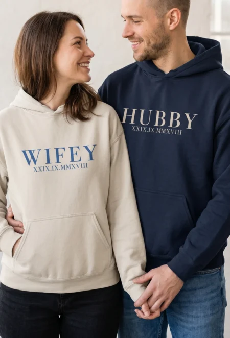 Personalizowana Bluza Haftowana - Hubby/Wifey - Data