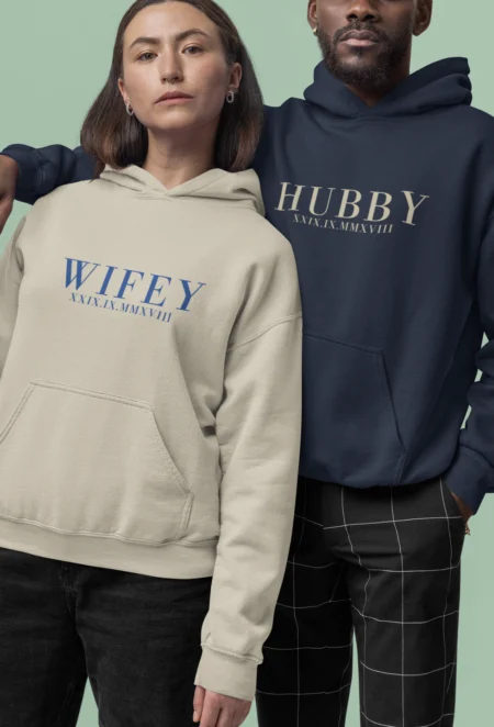 Personalizowana Bluza Haftowana - Hubby/Wifey - Data