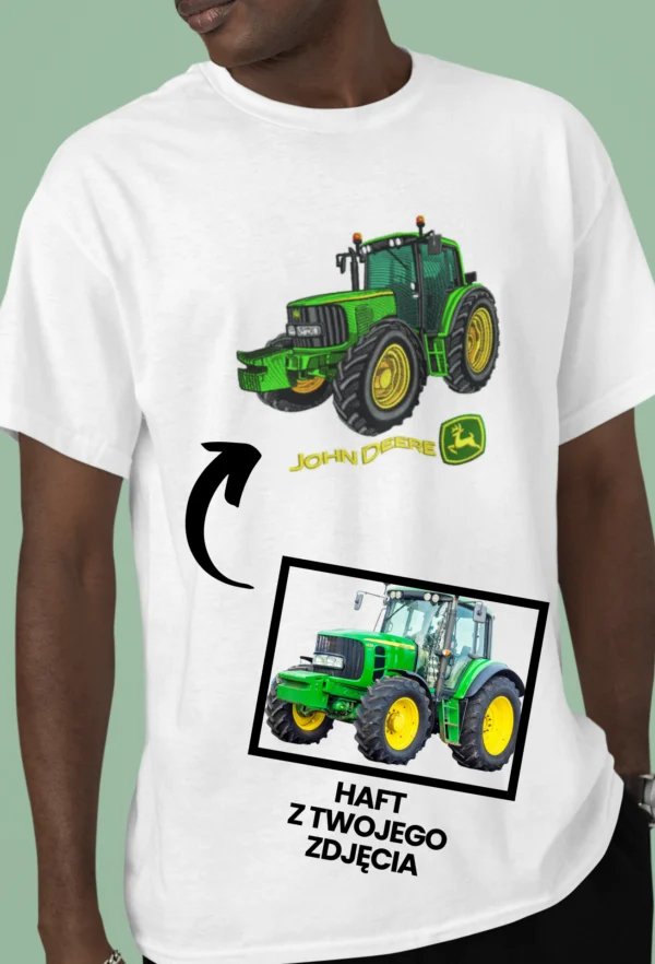 Personalizowana Koszulka Haftowana - Traktor z Twojego Zdjęcia
