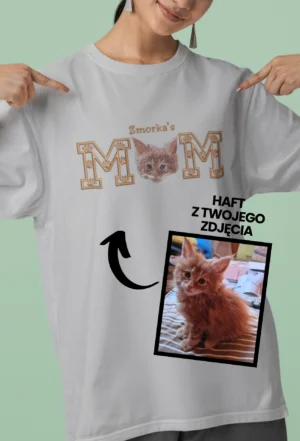Personalizowana Koszulka Haftowana - ze Zdjęcia Twojego Zwierzaka - DAD/MOM