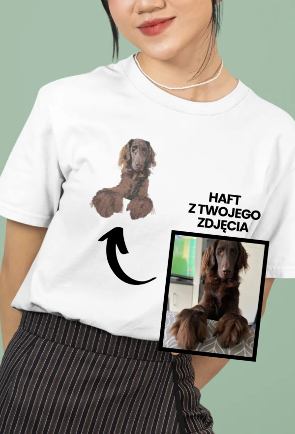 Personalizowana Koszulka Haftowana - ze Zdjęcia Twojego Zwierzaka - Z CIAŁEM (Kopia)
