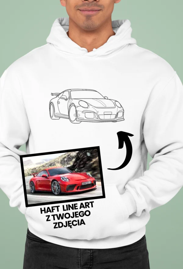 Personalizowana Bluza Haftowana - Samochód z Twojego Zdjęcia - LINE ART