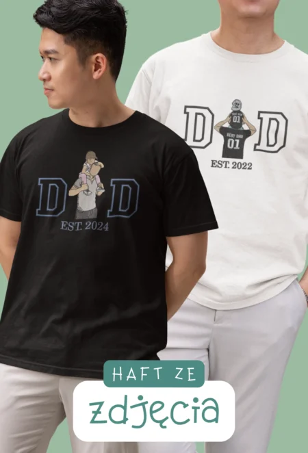 Personalizowana Koszulka Haftowana - Dad z Twoim Zdjęciem