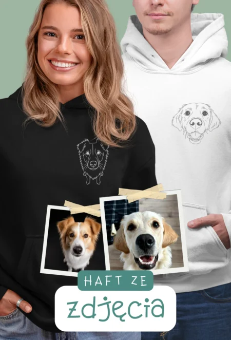 Personalizowana Bluza Haftowana - ze Zdjęcia Twojego Zwierzaka/ów - GŁOWA - LINE ART
