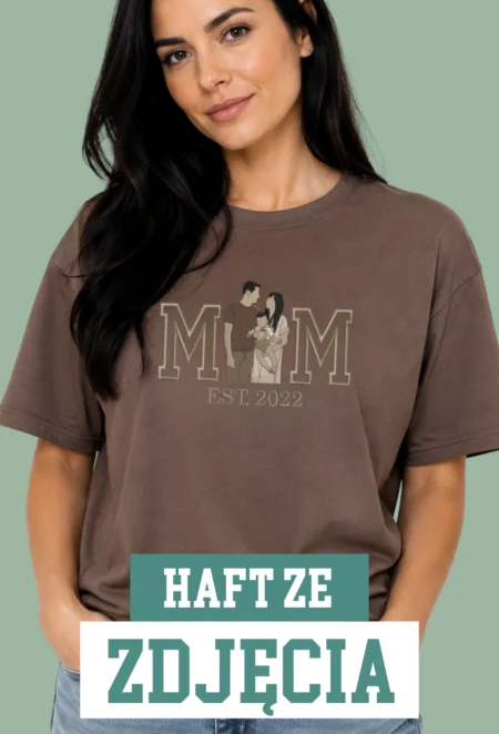 Personalizowana Koszulka Haftowana - Mom z Twoim Zdjęciem