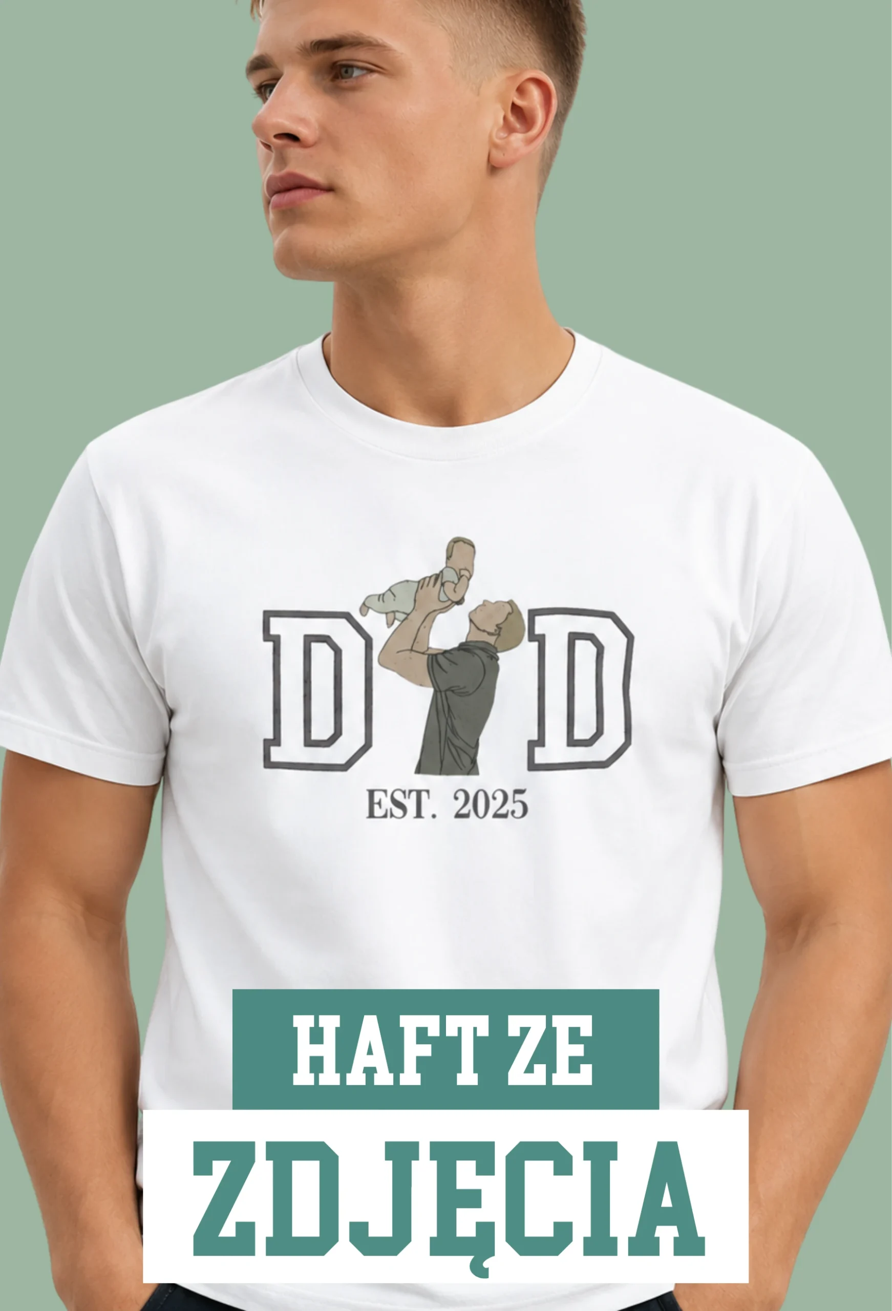 Personalizowana Koszulka Haftowana - Dad z Twoim Zdjęciem