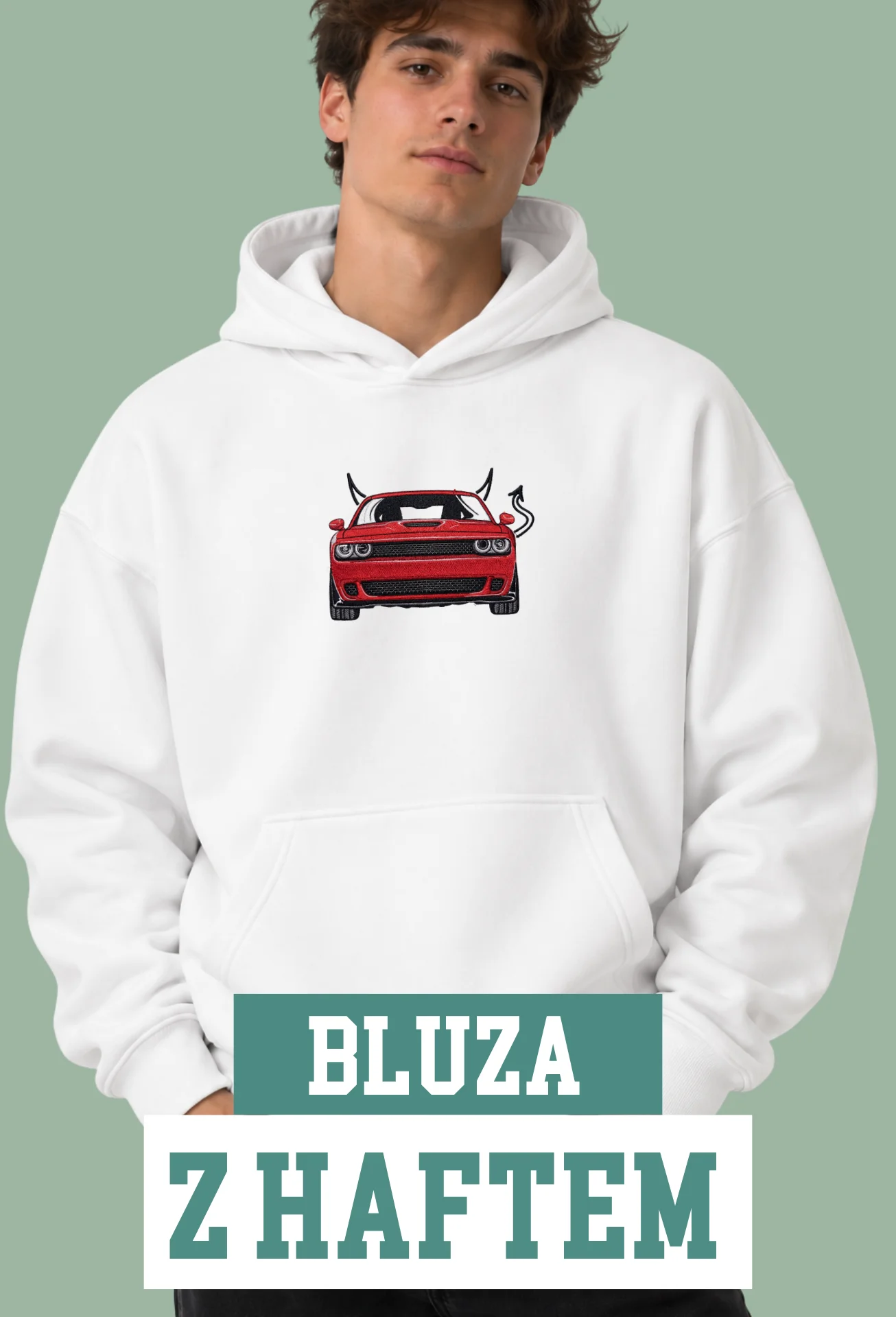 Bluza z Haftem - Czerwony Dodge Challenger (Diabełek)