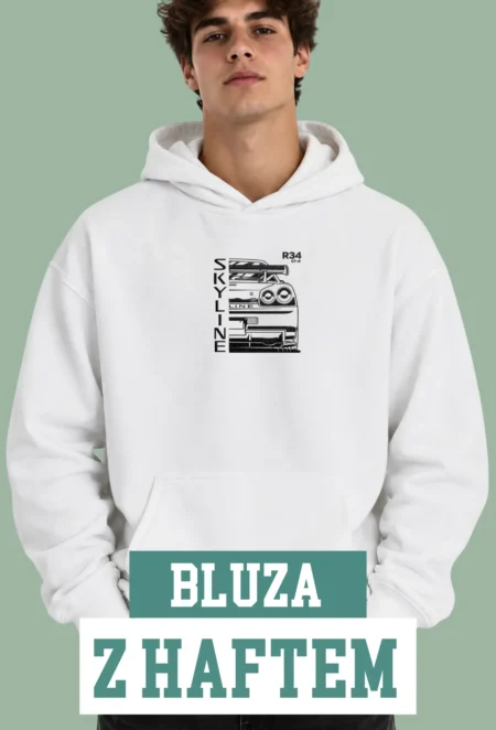 Bluza z Haftem - Nissan Skyline R34 GT-R (Tył z Napisem)